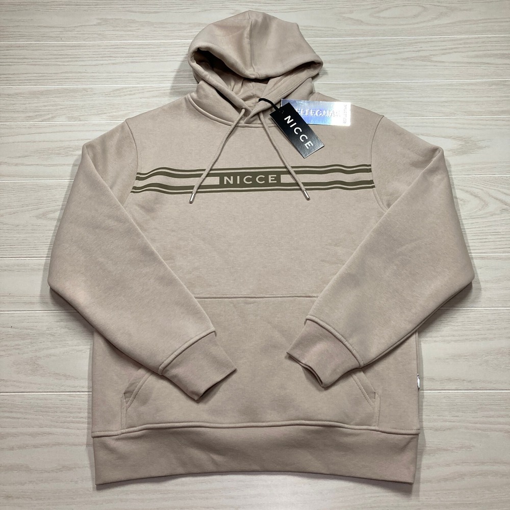 Nicce Men's Logo Reflective Pullover Fleece Hoodie Sweatshirt Brown Size Medium